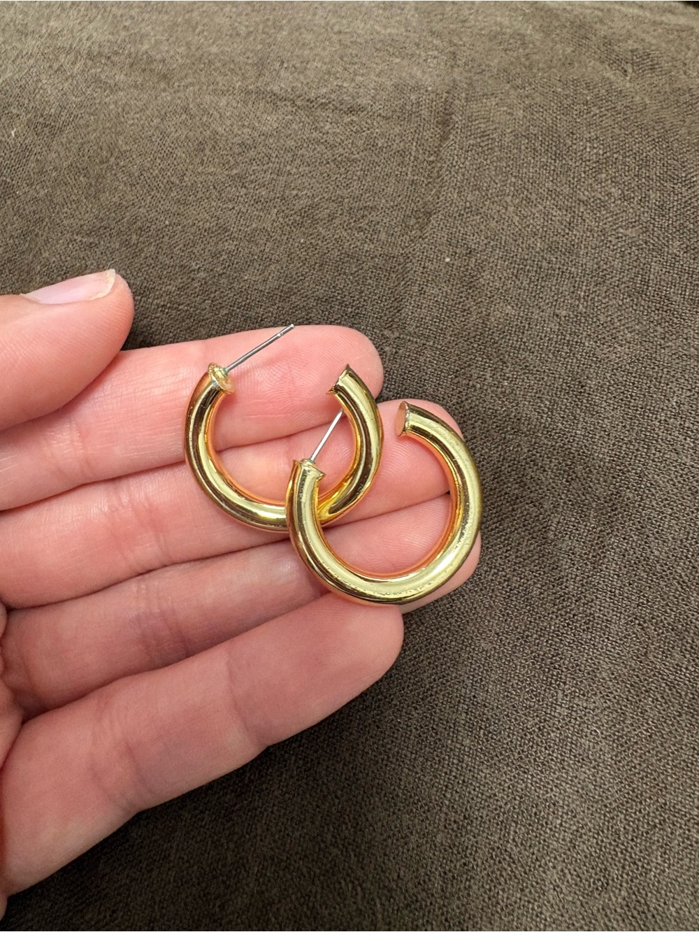 Polished Gold Chunky Hoop Earrings for Women